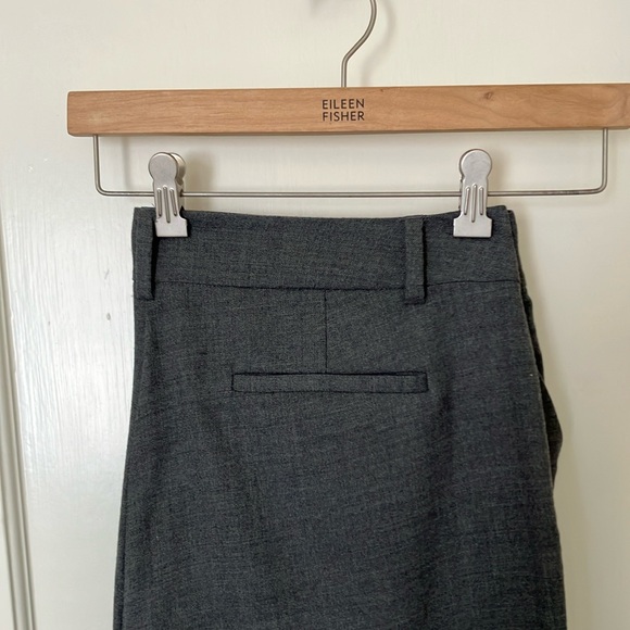 Classic Eileen Fisher Grey Wool Flannel Cuffed Pants Size 14 - Picture 10 of 10